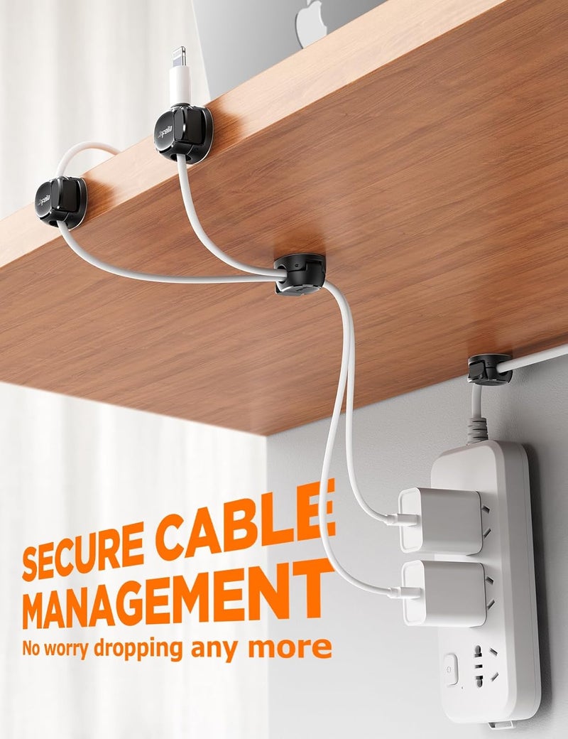 Chfeila 8Pack Cord Organizer [Dual Spring & Clasp, Max Secure] Cable Clips - Cable Management, Adhesive Phone Charging Wire Holder for Nightstand/Wall, Home Office Desk Accessories Decor Essentials - Image 5
